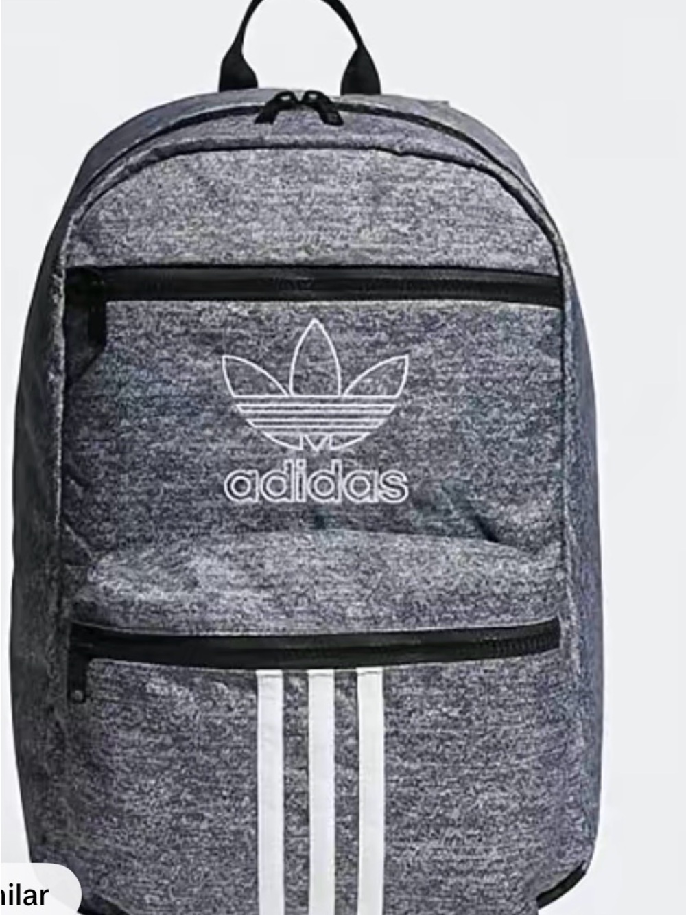 adidas Heather Gray Trefoil Backpack with White Stripes
